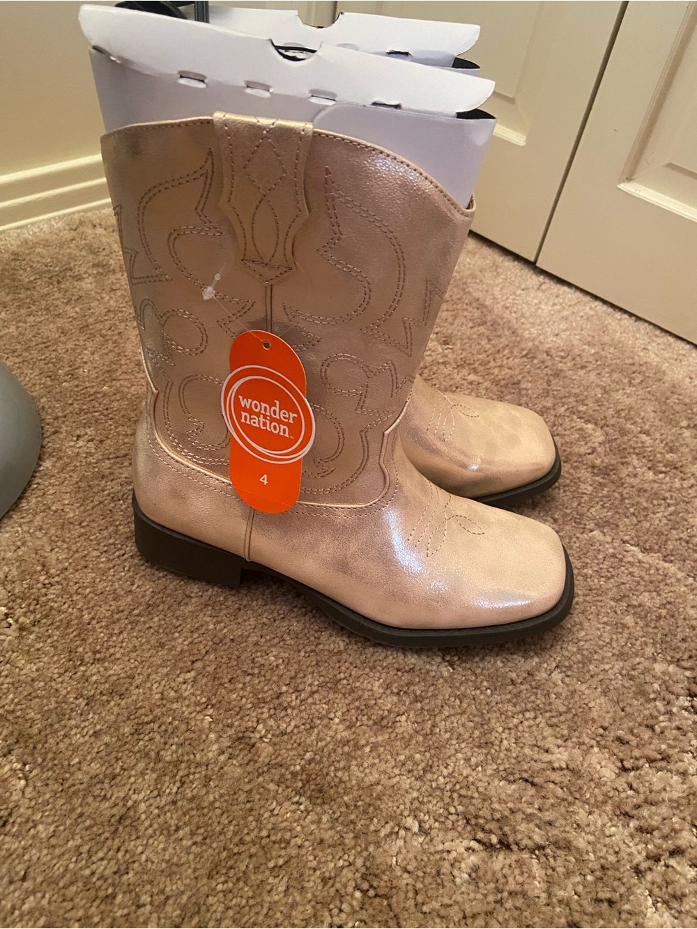 wonder nation Shimmery Beige Girls Cowboy Boots